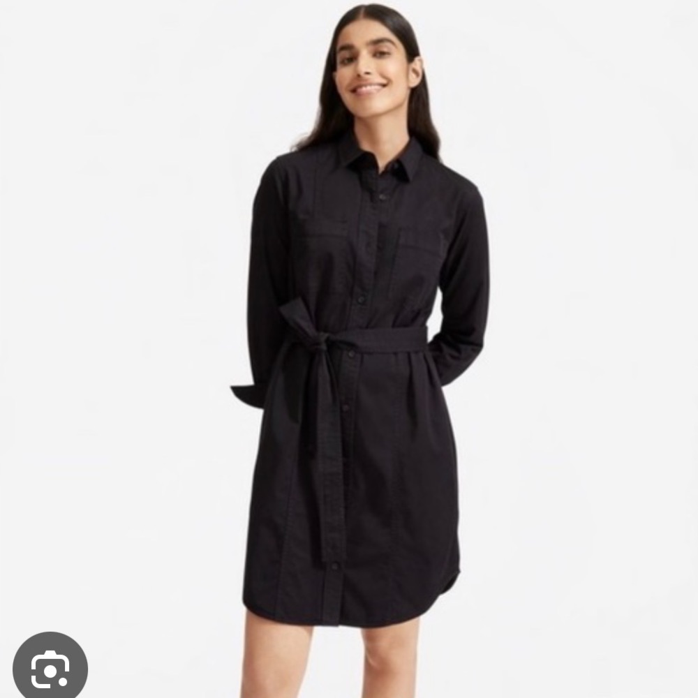 everlane modern utility shirtdress black size L